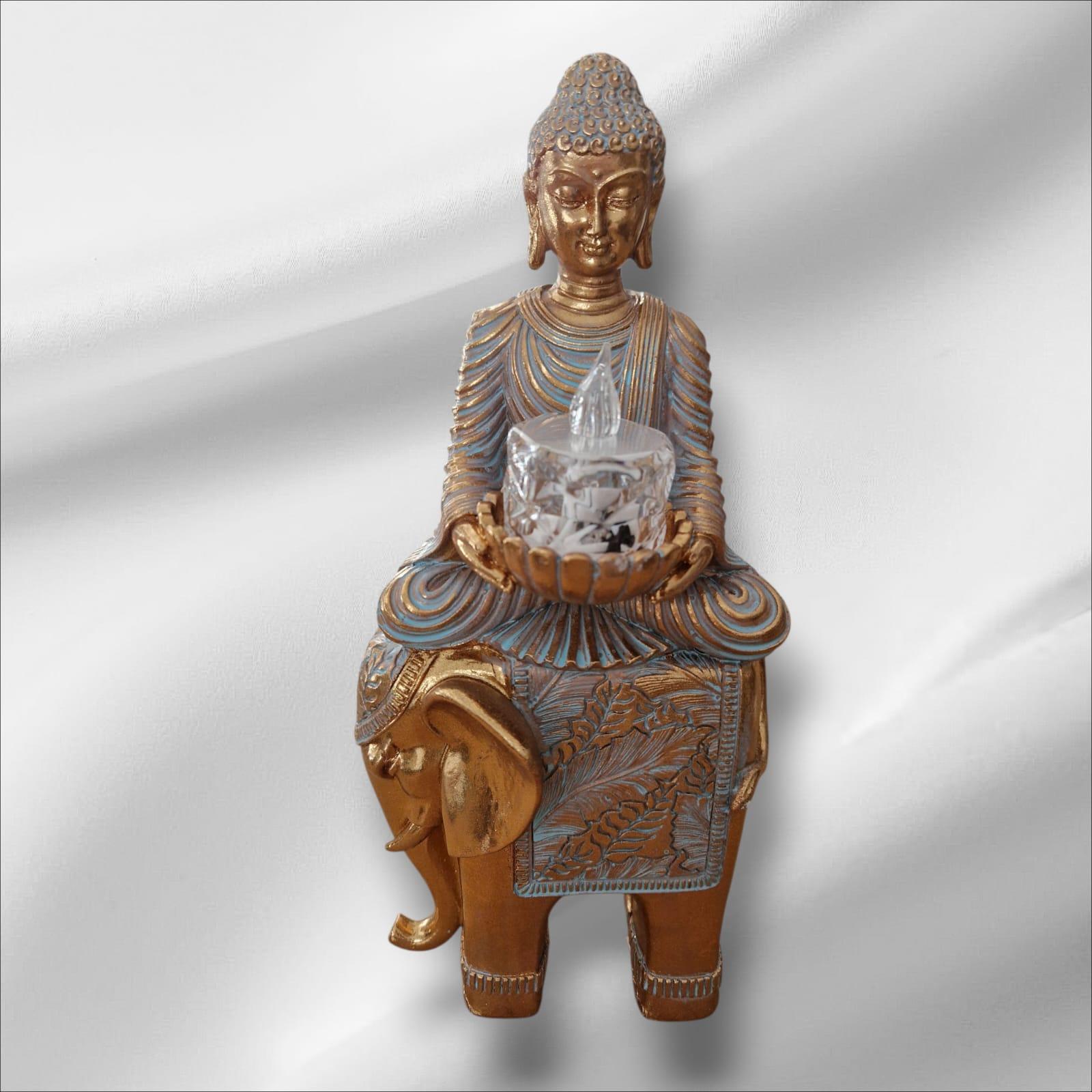 FIGURA ELEFANTE Y BUDA CON LUZ
