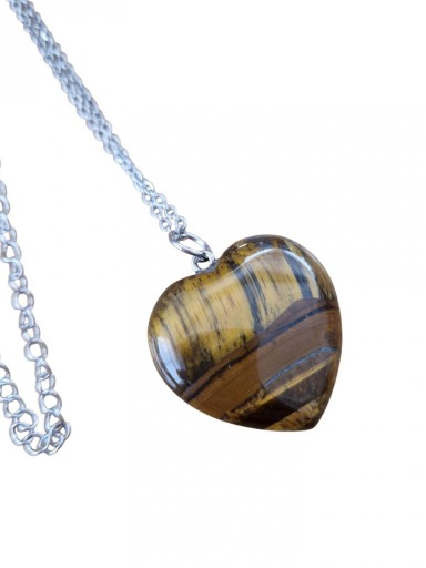 COLLAR OJO DE TIGRE CORAZON