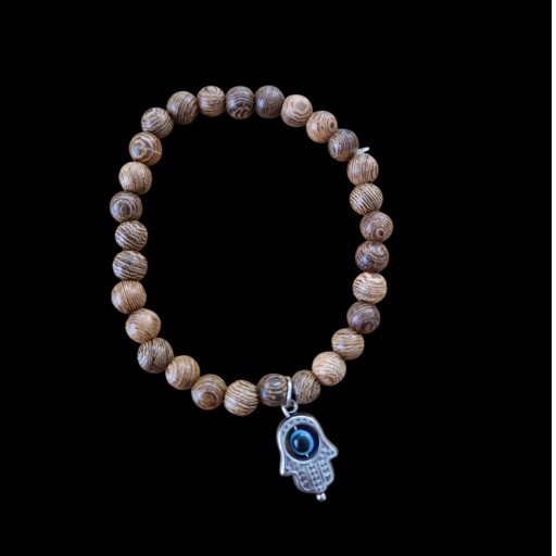 PULSERA PALO SANTO CON MANO DE FATIMA 