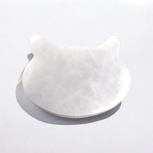  BASE EN FORMA DE GATO DE PIEDRA SELENITA CON TAMAÑO APROXIMADO DE 12 X 9 CM. [1]