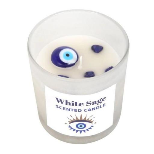 VELA SALVIA BLANCA CON OJO TURCO. [1]