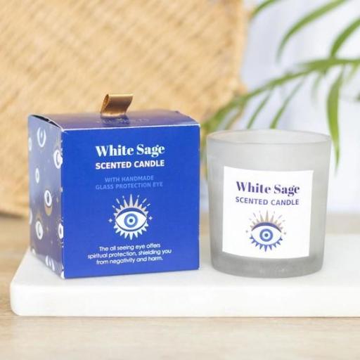VELA SALVIA BLANCA CON OJO TURCO. [2]