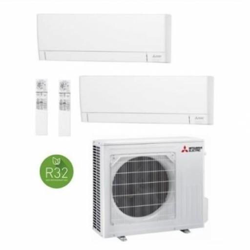 Mitsubishi Electric MXZ-2F53VF + MSZ-AY35VGKP + MSZ-AY35VGKP - Kit 2x1 aire acondicionado