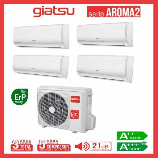 Aire acondicionado 4x1 GIATSU GIA-MO4-28IX41BR32+ GIA-18R32+ GIA-09R32+ GIA-09R32 + GIA-09R32 Wifi INCLUIDO