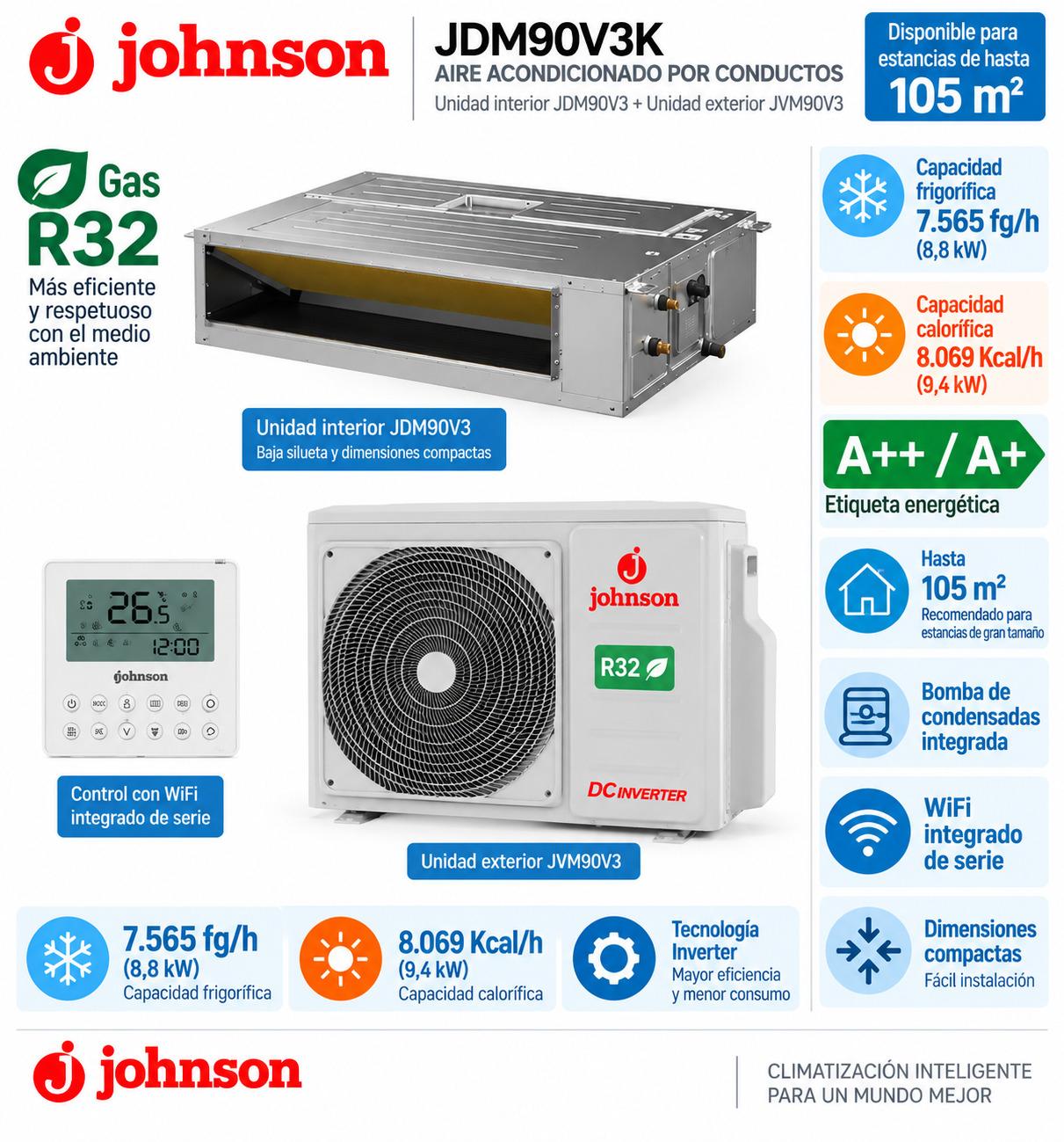 Johnson JDM90V3K WIFI Aire Acondicionado Conductos