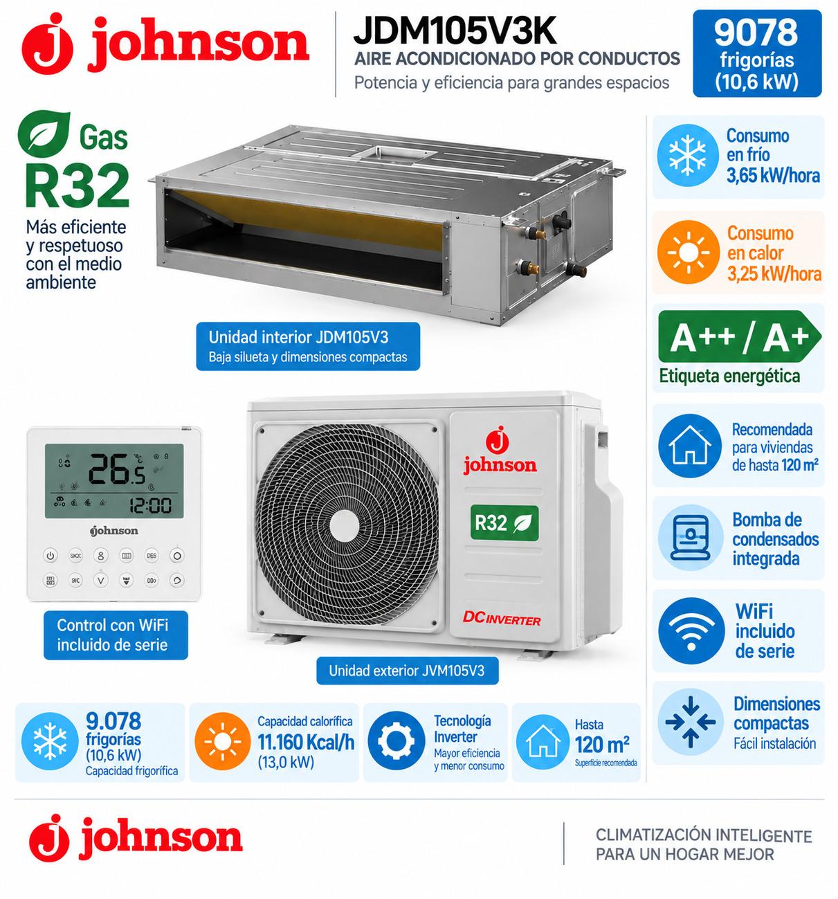 Johnson JDM105V3K WIFI Aire Acondicionado Conductos