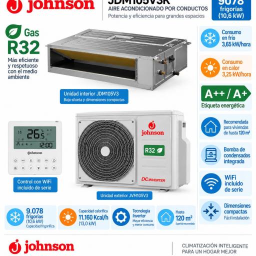 Johnson JDM105V3K WIFI Aire Acondicionado Conductos
