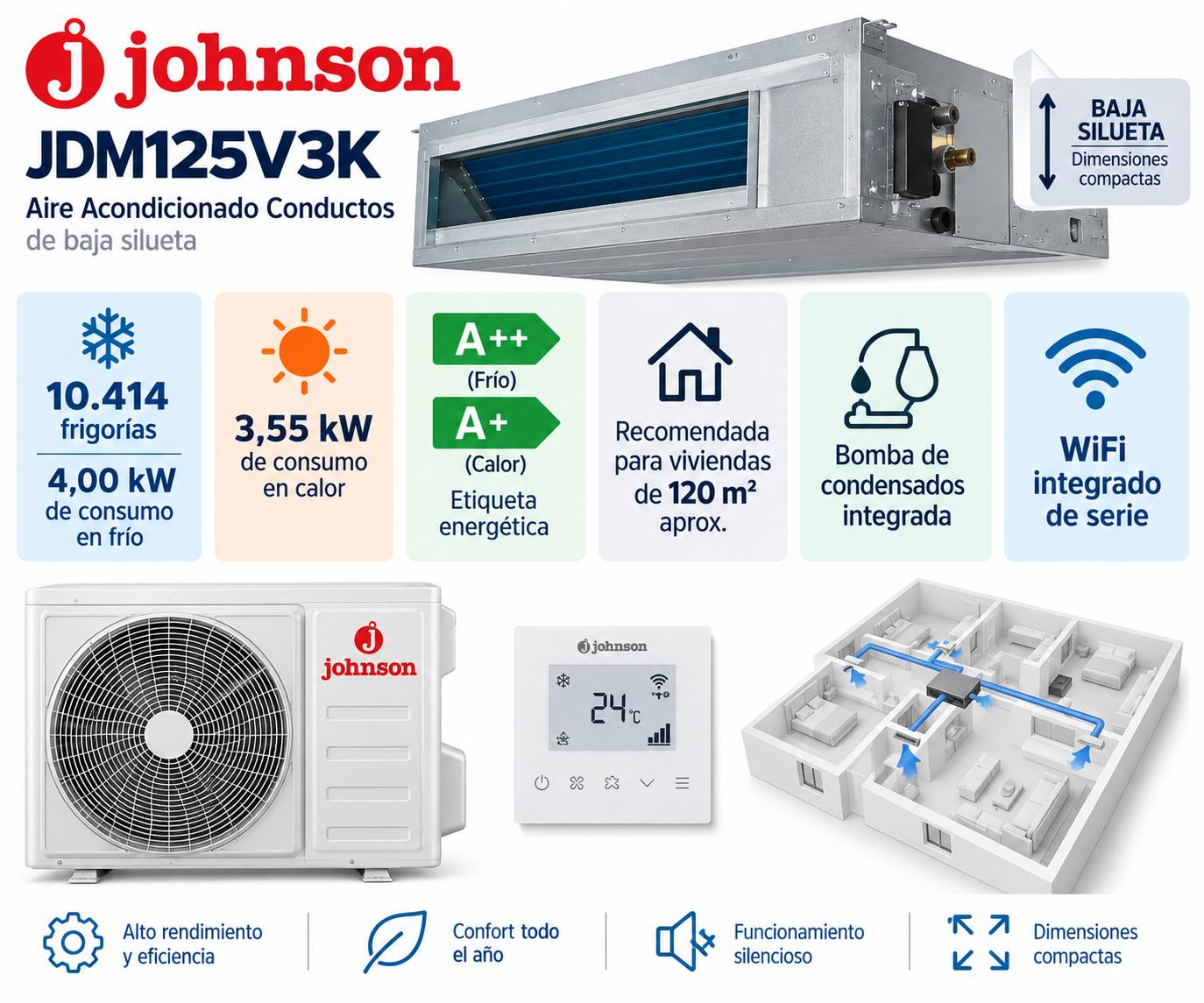 Johnson JDM125V3K WIFI Aire Acondicionado Conductos