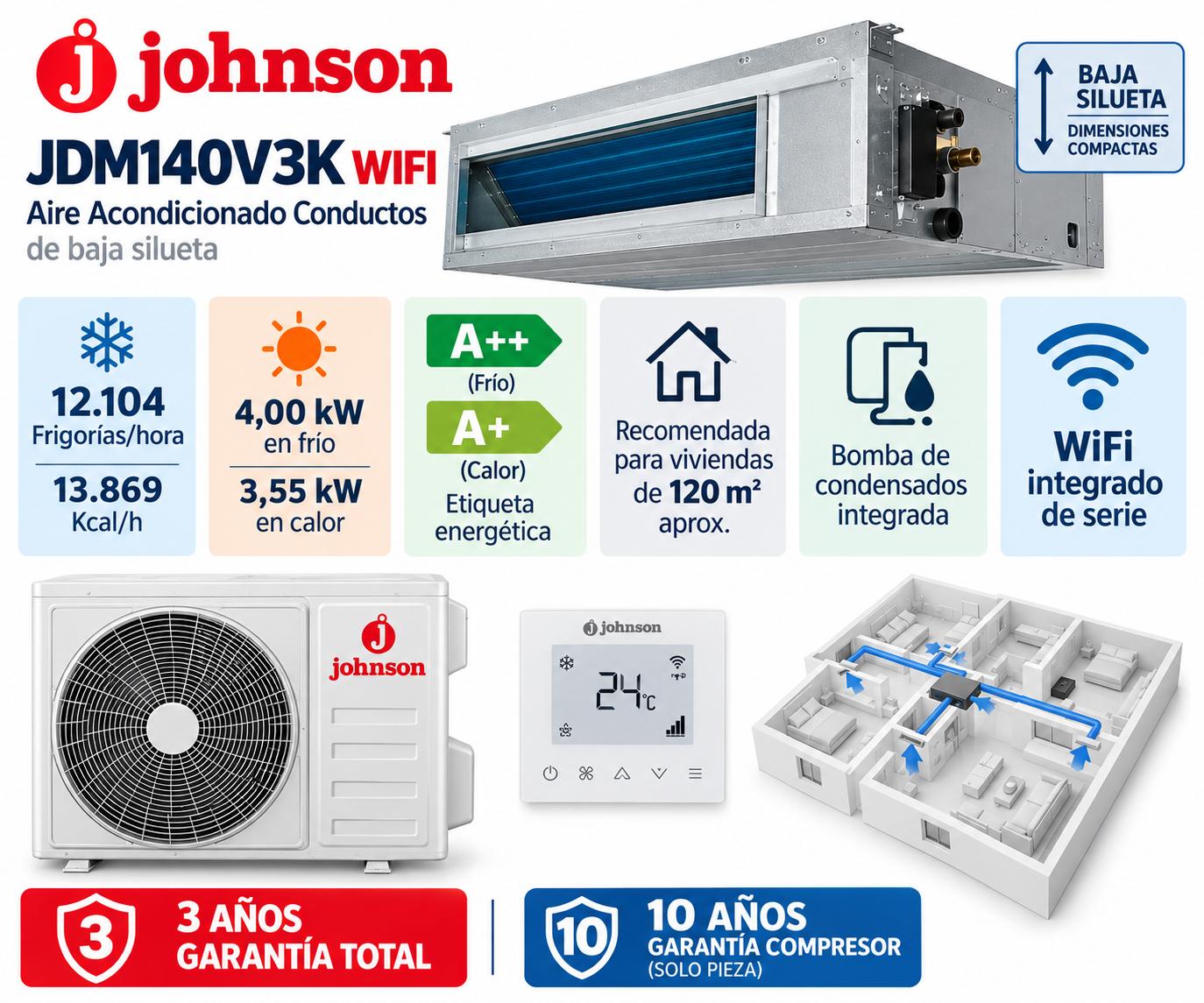 Aire Acondicionado Conductos JOHNSON JDM140V3K WIFI