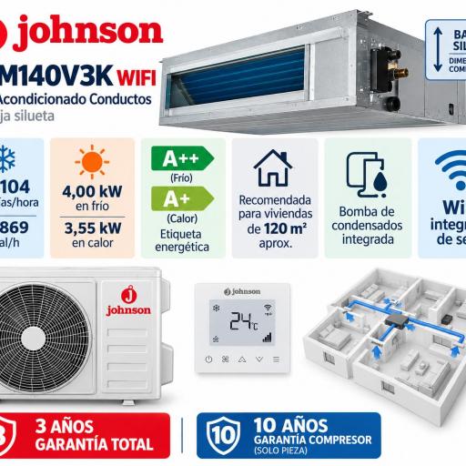 Aire Acondicionado Conductos JOHNSON JDM140V3K WIFI