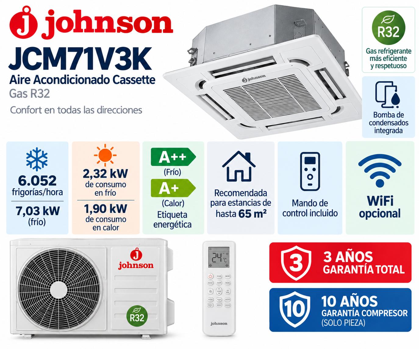 Johnson JCM71V3K Aire Acondicionado Cassette