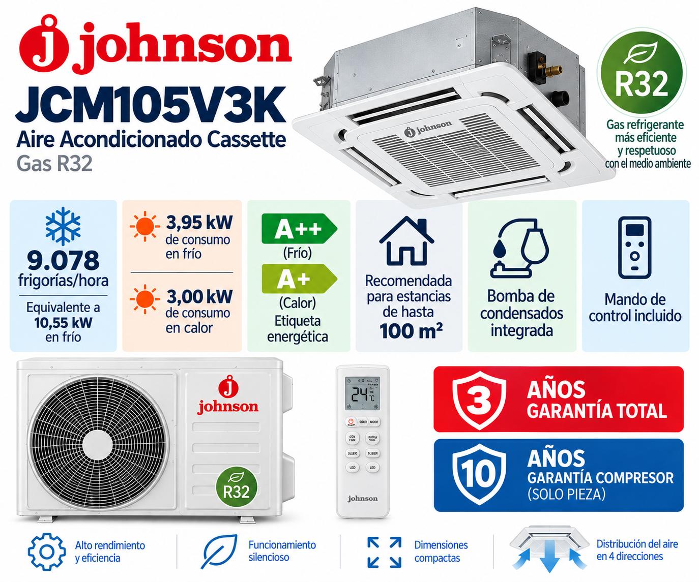 Johnson JCM105V3K Aire Acondicionado Cassette