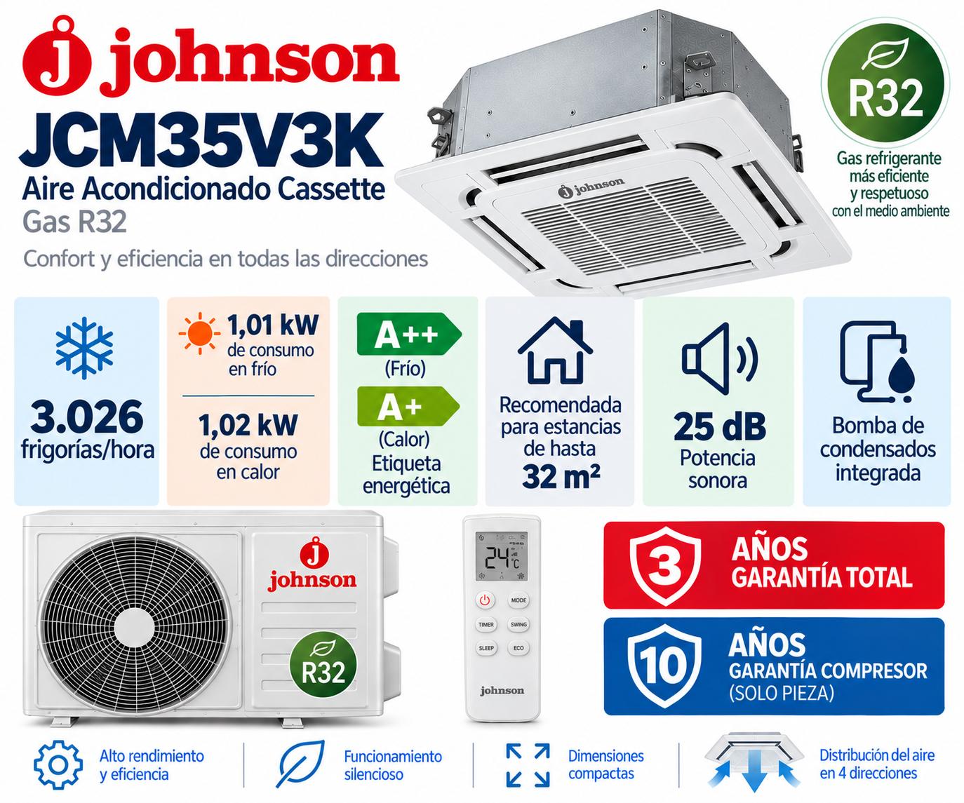 Johnson JCM35V3K Aire Acondicionado Cassette