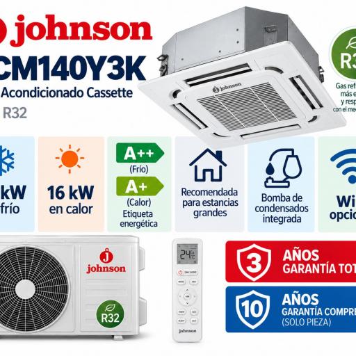 Johnson JCM140Y3K Aire Acondicionado Cassette trifásico