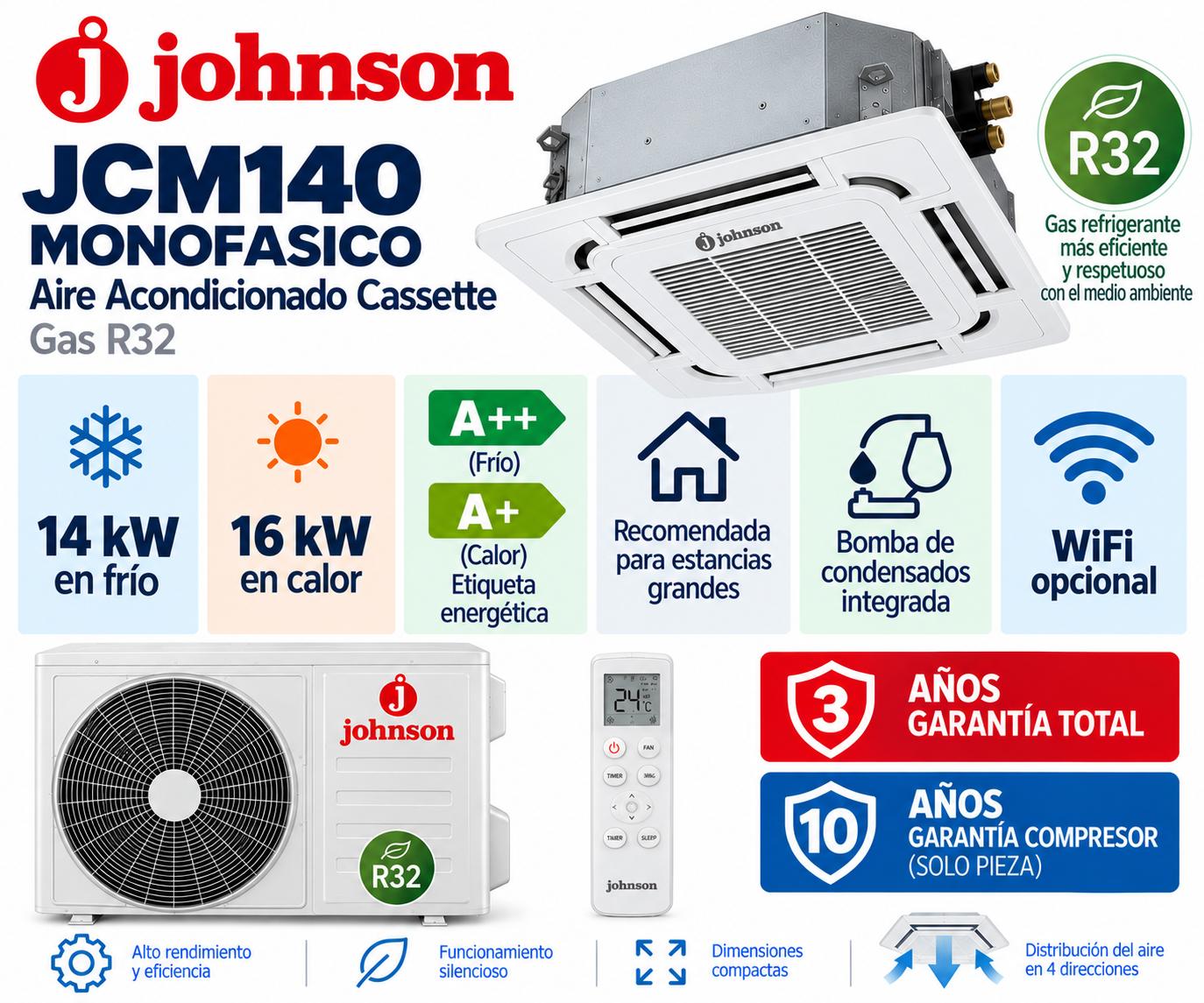 Johnson JCM140 Aire Acondicionado Cassette MONOFASICO