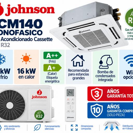 Johnson JCM140 Aire Acondicionado Cassette MONOFASICO