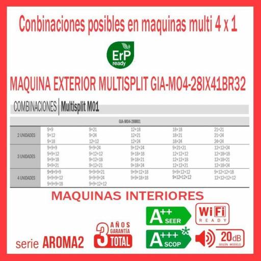Aire acondicionado 4x1 GIATSU GIA-MO4-28IX41BR32+ GIA-18R32+ GIA-09R32+ GIA-09R32 + GIA-09R32 Wifi INCLUIDO [1]
