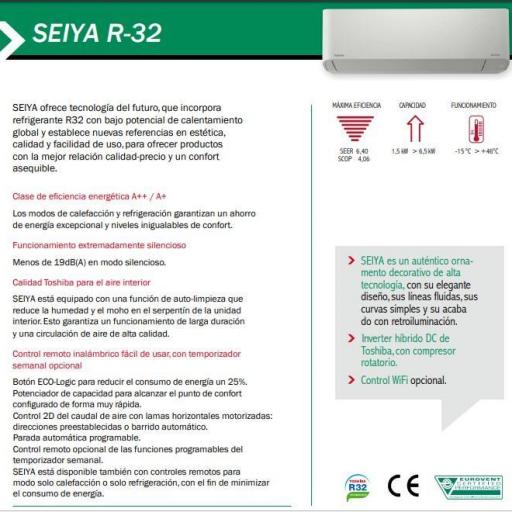 Aire acondicionado Split Toshiba SEIYA 13 R32 [2]