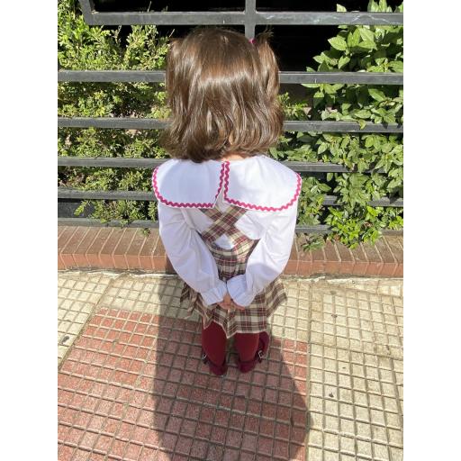 Camisa niña ribete burdeos [1]