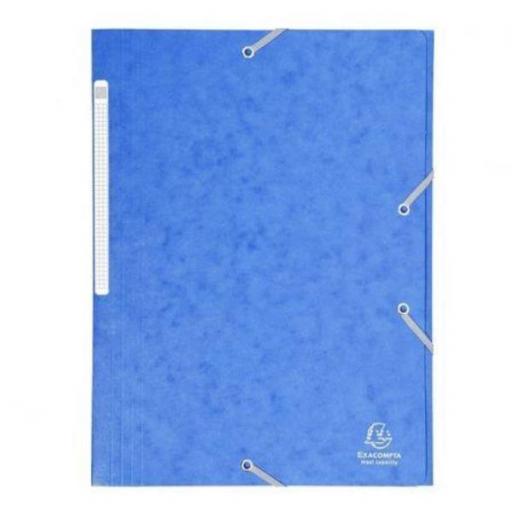 CARPETA GOMA TAMAÑO FOLIO CARTON AZUL SIN SOLAPAS - PACK DE 5 UNIDADES 