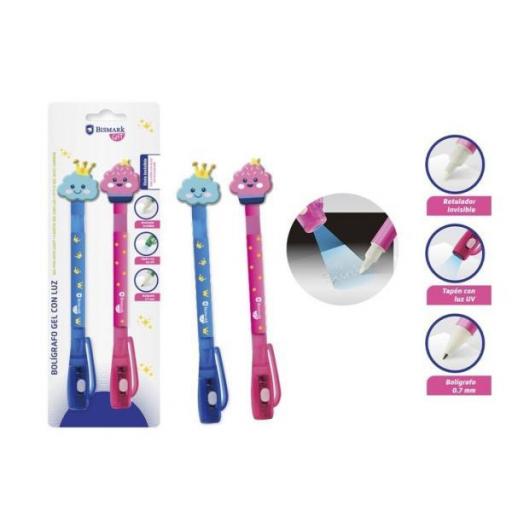 BOLIGRAFO GEL C/LUZ NUBES - PACK 2 UNIDADES
