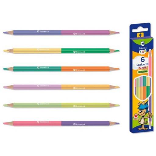 SET 6 LAPICES BICOLOR 