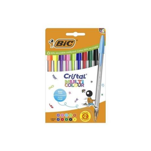 BOLIGRAFO BIC CRISTAL MULTICOLOR - PAQUETE 10 UNIDADES