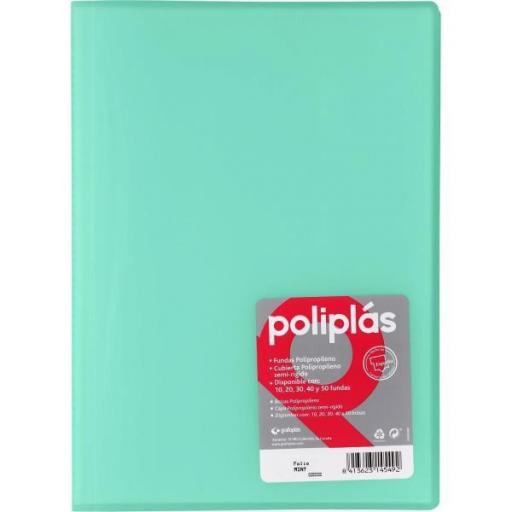CARPETA POLIPLAS 10 FUNDAS A4 MINT