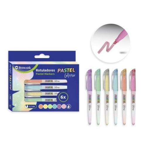 ROTULADORES GLITTER PASTEL 6 COLORES