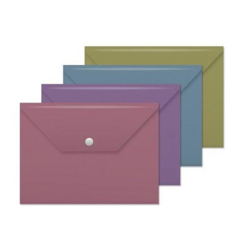 SOBRE PLASTICO BROCHE A4 - PACK 4 UNIDADES SURTIDOS COLOR 