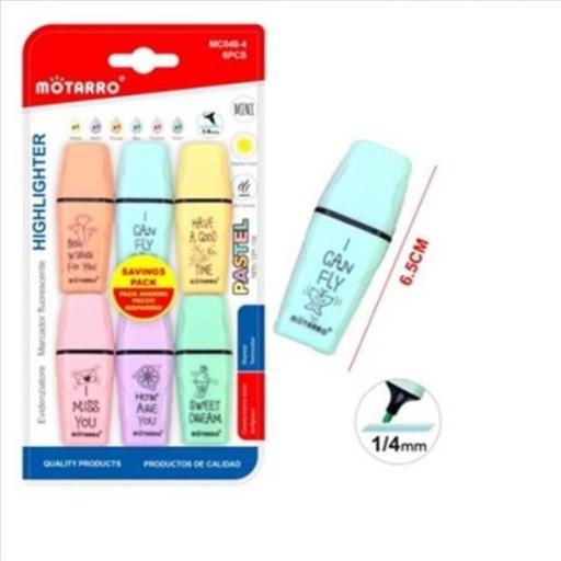 MARCADOR COLORES FLUORESCENTES MINI 6U.