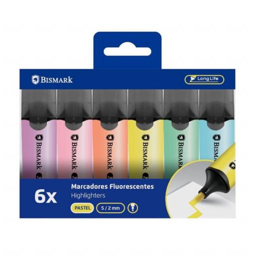 Marcador Fluorescente Pastel Bismark - Paquete de 6 