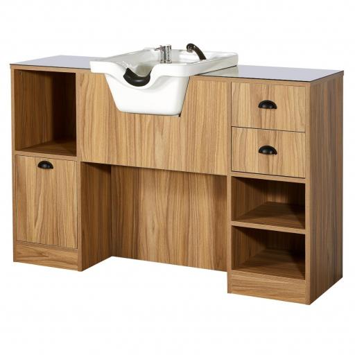 Tocador con Lavacabezas Blanco Oke