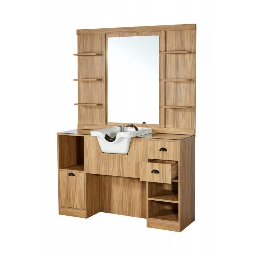 Tocador Espejo con Lavacabezas Blanco Oke [2]