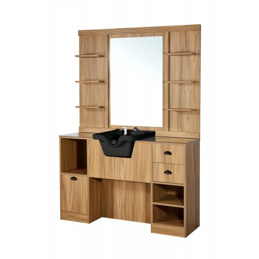 Tocador Espejo con Lavacabezas Negro Oke [2]