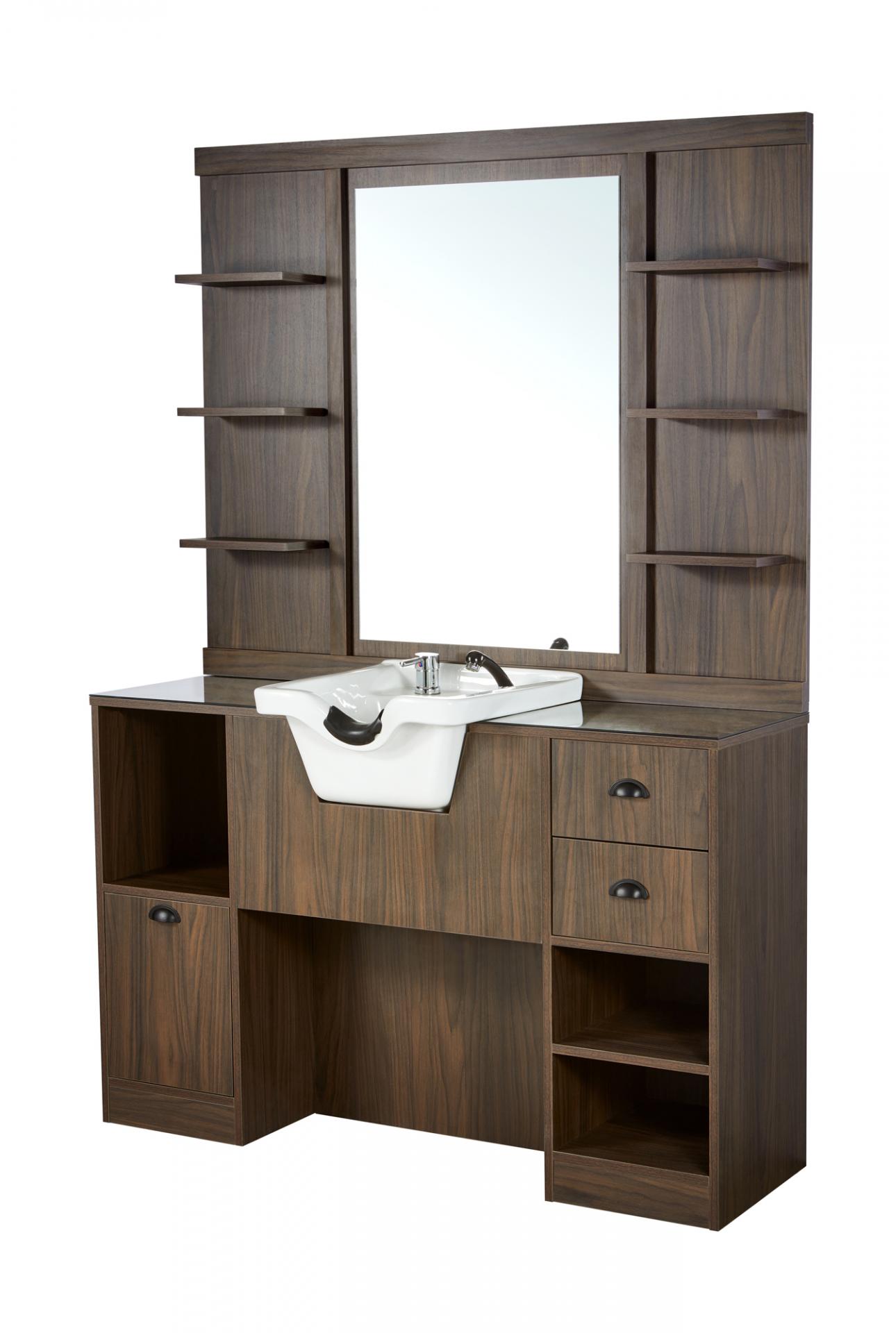 Tocador Espejo con Lavacabezas Blanco Oke