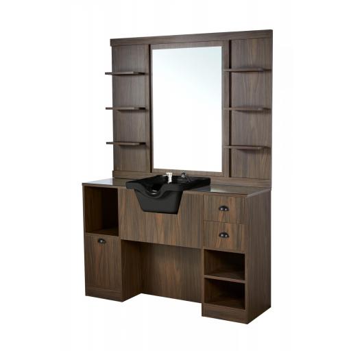 Tocador Espejo con Lavacabezas Negro Oke [1]