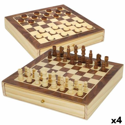 Tablero de Ajedrez y Damas CB Games Madera Cajón (4 Unidades)