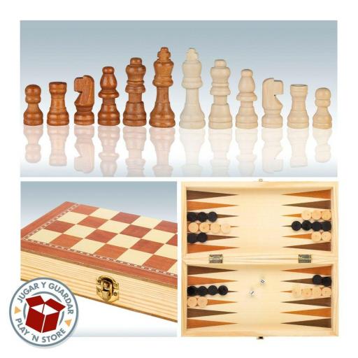 Tablero de Ajedrez y Damas CB Games Madera Backgammon (6 Unidades) [3]