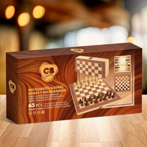Tablero de Ajedrez y Damas CB Games Madera Backgammon (6 Unidades) [1]