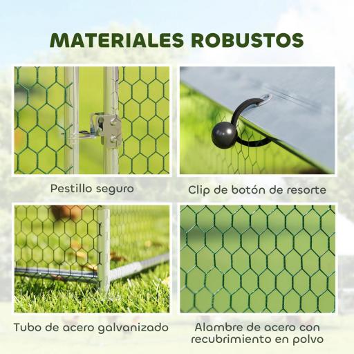 Gallinero para Exterior 2,8x5,1x1,9 m Cubierta de Tela Oxford Anti-UV Impermeable Pestillos para 15-24 Gallinas Plata [3]