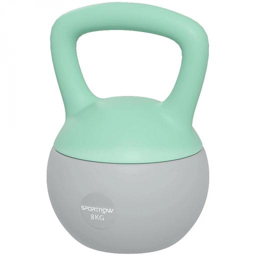 Pesa Rusa 8 kg Kettlebell Relleno de Arena Metálica Mango Antideslizante para Casa 19x19x28 cm Verde y Gris [8]