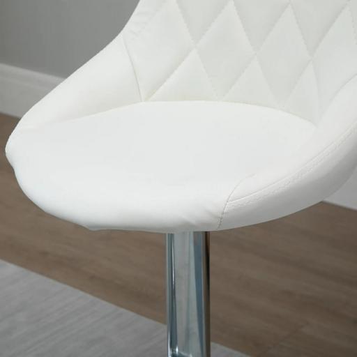 Conjunto de 2 Taburetes de Bar Giratorios con Altura Regulable Sillas Altas Modernas de Comedor con Base Redonda y Reposapiés 46x48x83-104 cm Blanco [9]