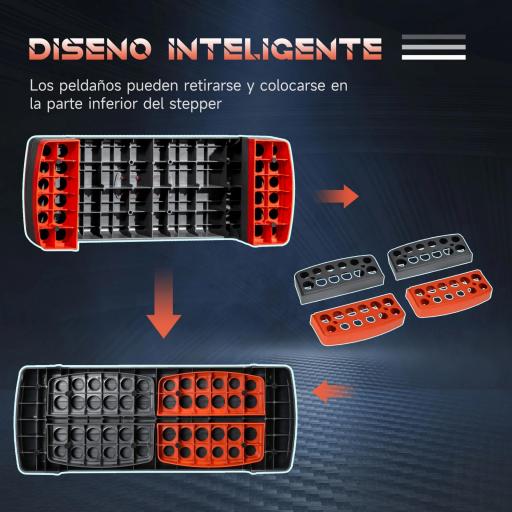 Plataforma Step para Deporte y Gimnasia con Altura Regulable en 10/15/20 cm Carga 150 kg 78x28x20 cm Gris y Rojo [3]