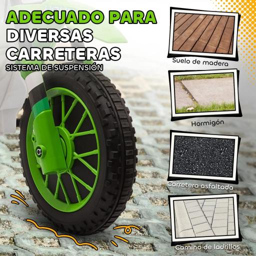 Moto Eléctrica para Niños de +3 Años 12V Moto de Juguete Infantil con 2 Ruedas de Equilibrio Velocidad 3-8 km/h Arranque Suave 106,5x51,5x68 cm Verde [3]