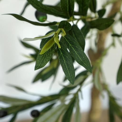 Planta Artificial Decorativa de 150 cm Árbol de Olivo con 720 Hojas y 32 Aceitunas en Maceta para Interior Verde [7]