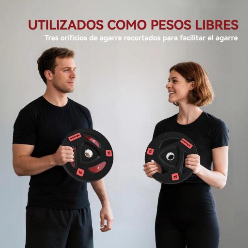 Juego de 2 Discos de Pesas Olímpicos de 15 kg Agujero 50 mm de Hierro Fundido para Entrenamiento de Fuerza Negro [4]