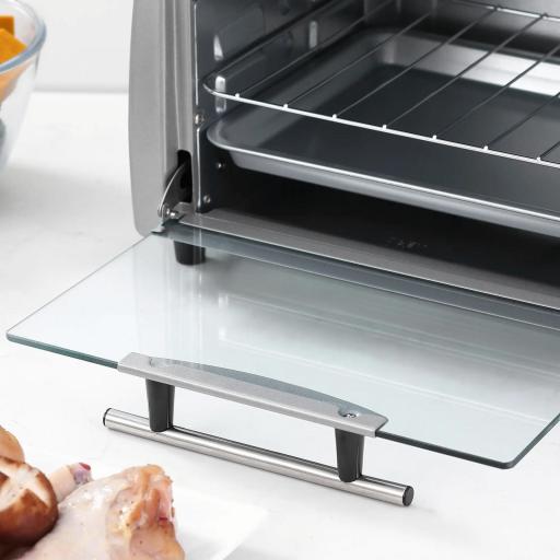 Horno Eléctrico Sobremesa 10 Litros 750W Horno Eléctrico Pequeño con Temperatura hasta 230 ℃ Temporizador 60 Minutos Bandeja y Rejilla 36,5x26x22 cm Plata [3]