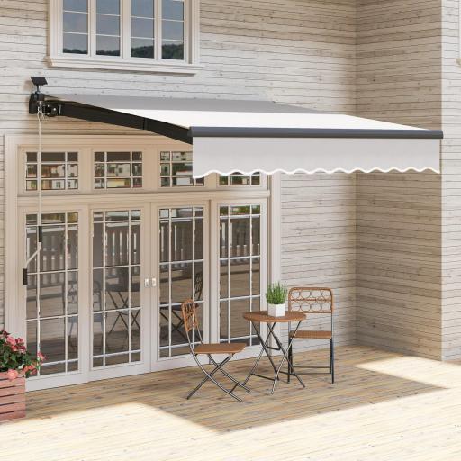 Toldo Retráctil Manual con Luces LED Solares Inclinación Ajustable 45-90° y Protección UPF50+ Exterior 3x2,5 m Crema [6]