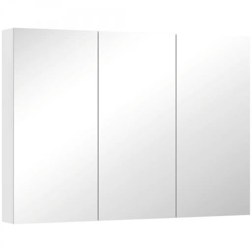 Armario de Baño con Espejo Armario de Pared con 3 Puertas Estantes Ajustables 91,5x11,5x65 cm Blanco [8]